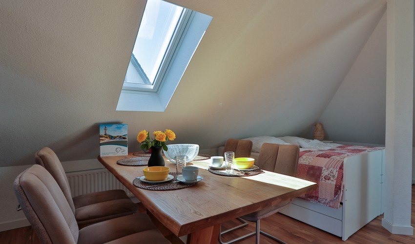 Blick zum Doppelbett