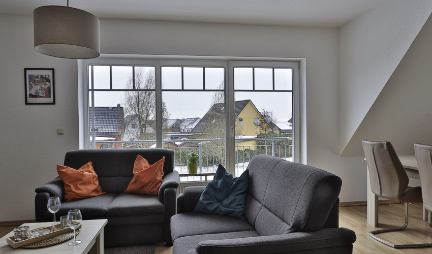 Blick zum Balkon