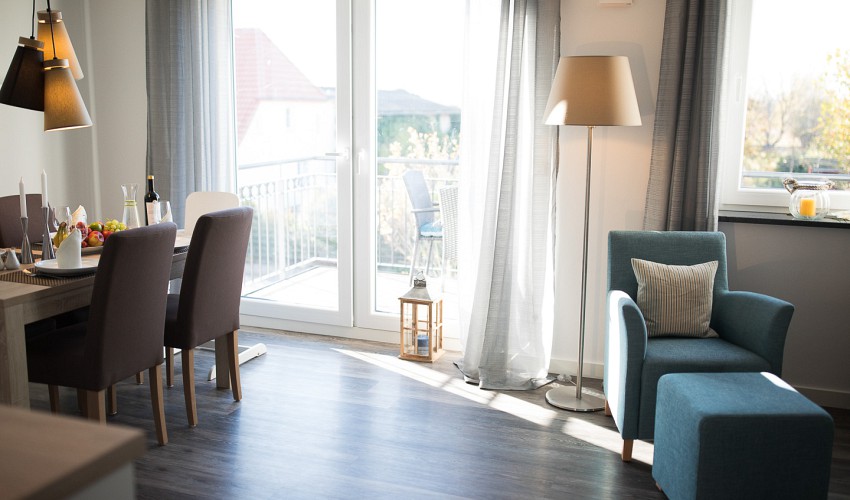 Blick zum Balkon